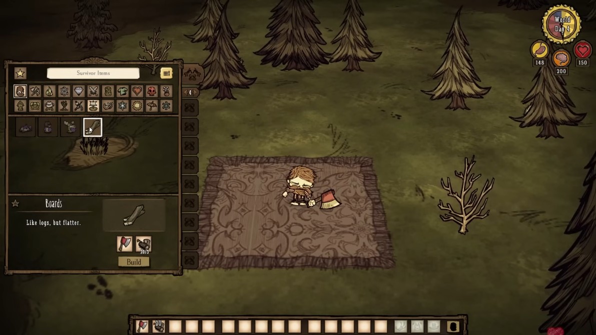 Crafting boards using Lucy's skill