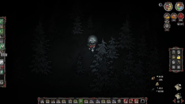 A player character wearing a backpack in Don't Starve Together