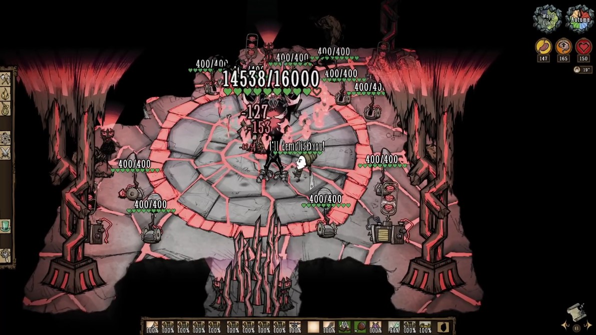 The Ancient Fuelweaver in a boss fight scenario
