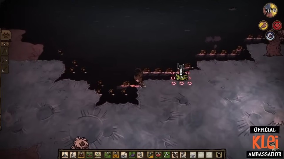 A player engaging in combat with a pengull on Lunar Island.