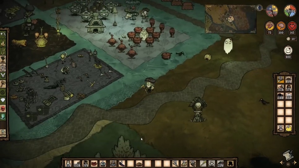 A Pipspook appearing near a headstone in Don't Starve Together