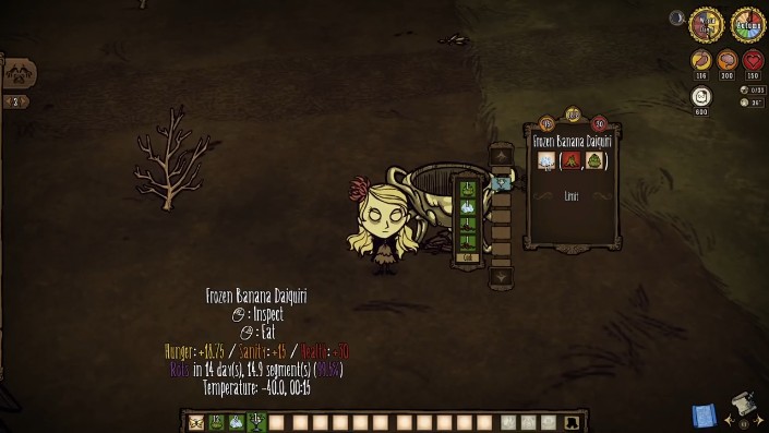 A Splumonkey holding a banana in Don't Starve Together