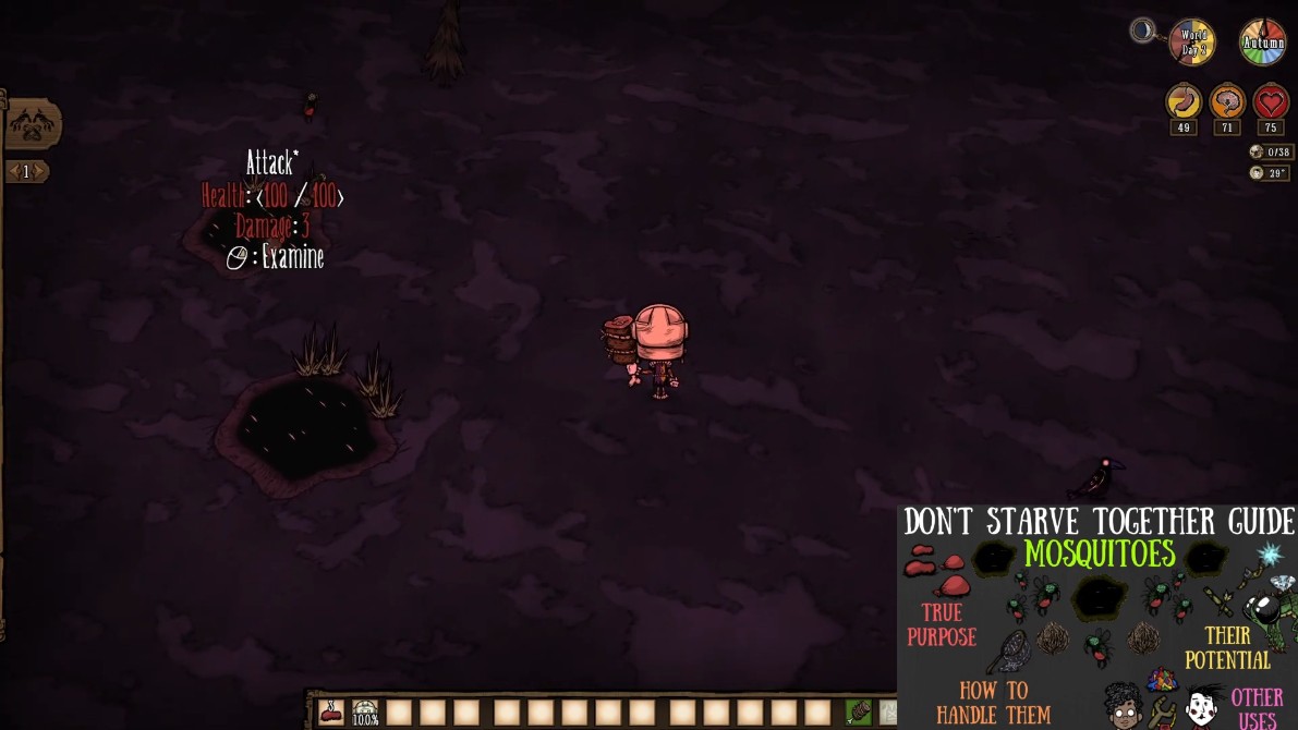 Character drying off near a fire